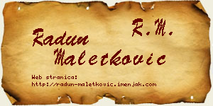 Radun Maletković vizit kartica
